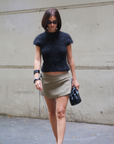 Tie Mini Skirt Khaki