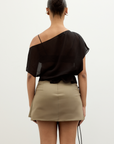 Tie Mini Skirt Khaki