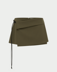 Tie Mini Skirt Khaki